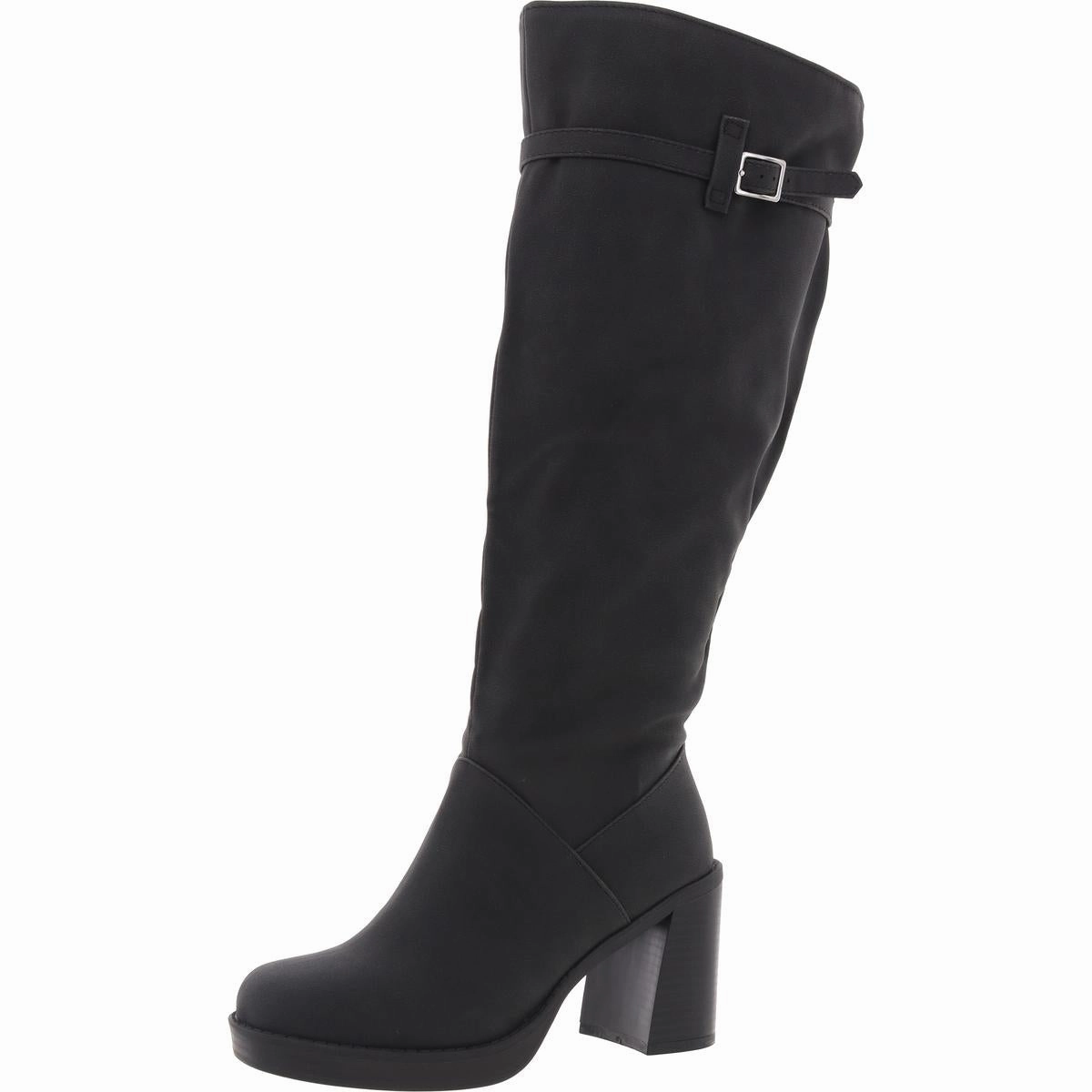 007829WC Womens Wide Calf Manmade Mid-Calf Boots Trendy Style Water Guard
