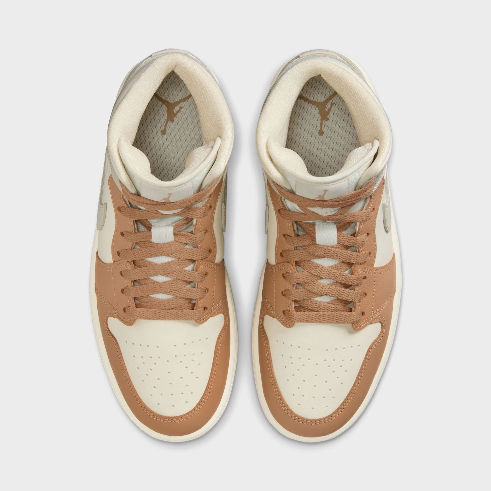 Non Marking Outsole Arch Stability System Jordan Women's 1 Mid Ale Ivory / Light Orewood Brown - Hemp
