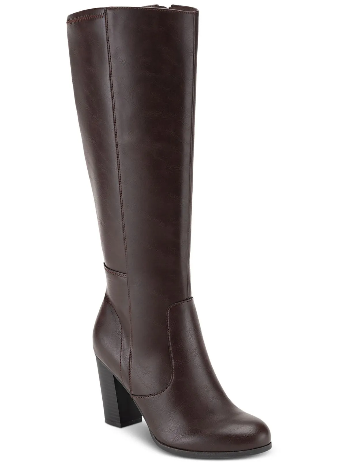 Addyy Womens Faux Leather Extra Wide Calf Knee-High Boots Easy To Clean