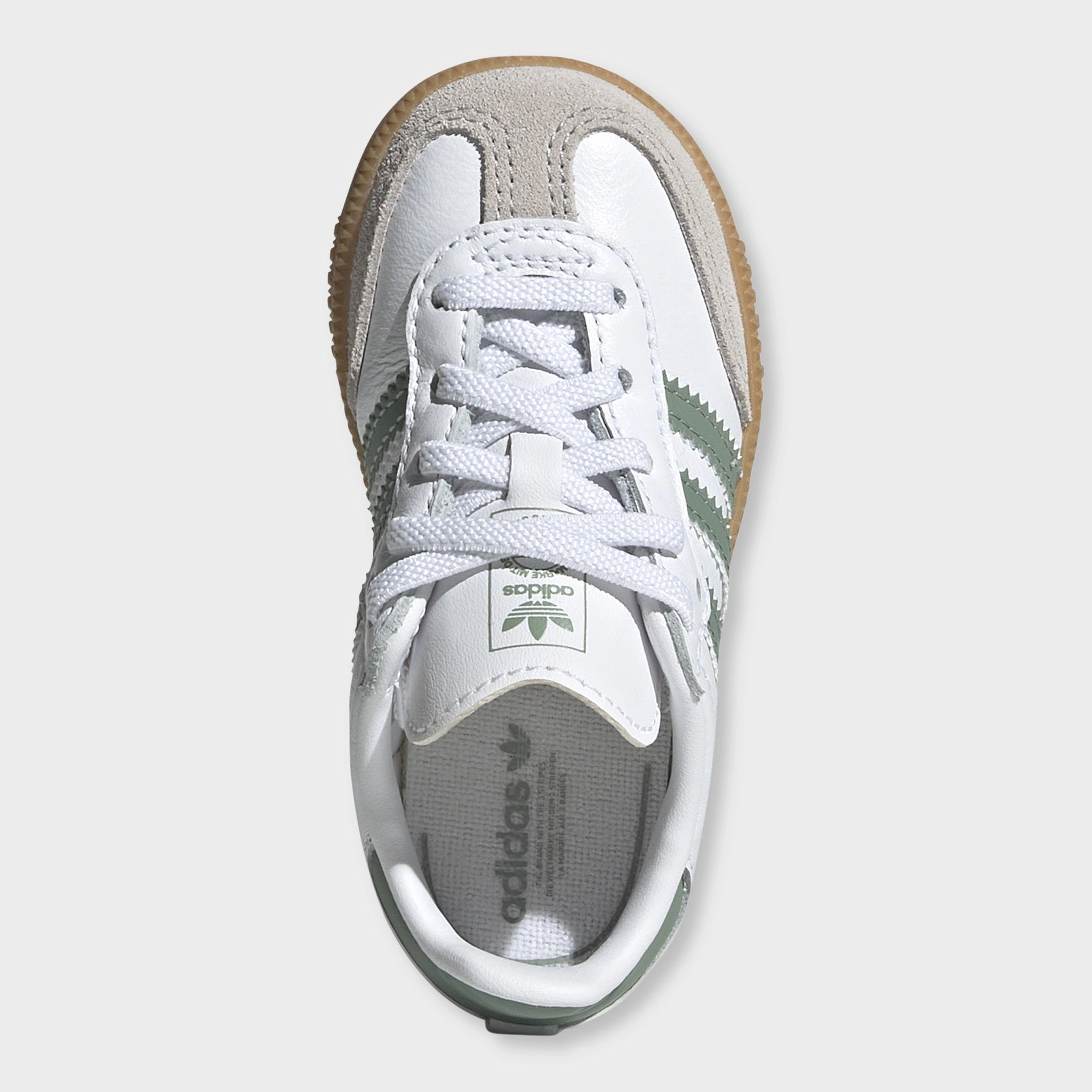 adidas Infants' Samba OG White / Silver Green - Gum Moisture control Comfort Cushion