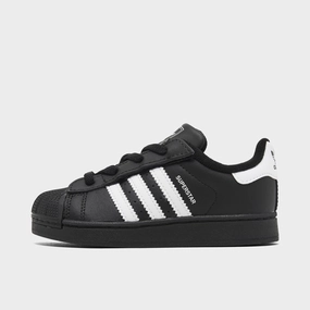 adidas Infants' Superstar II Black / White Microfiber Reinforcement Hexagonal Traction Pattern