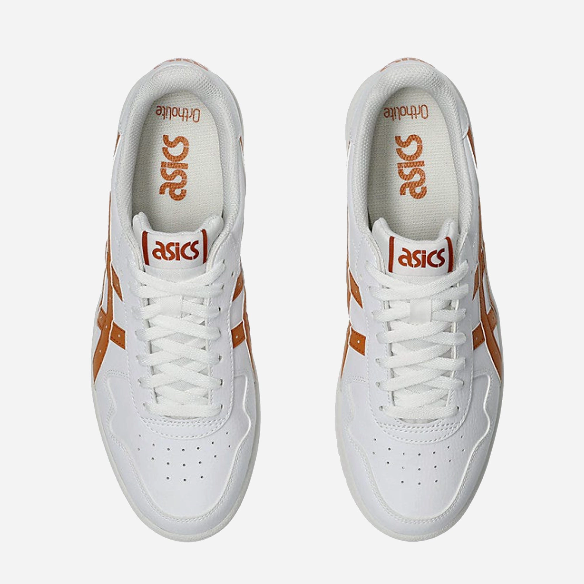flexible leather shoes firm midsole shoes Asics | JAPAN S { WHITE/RUST ORANGE