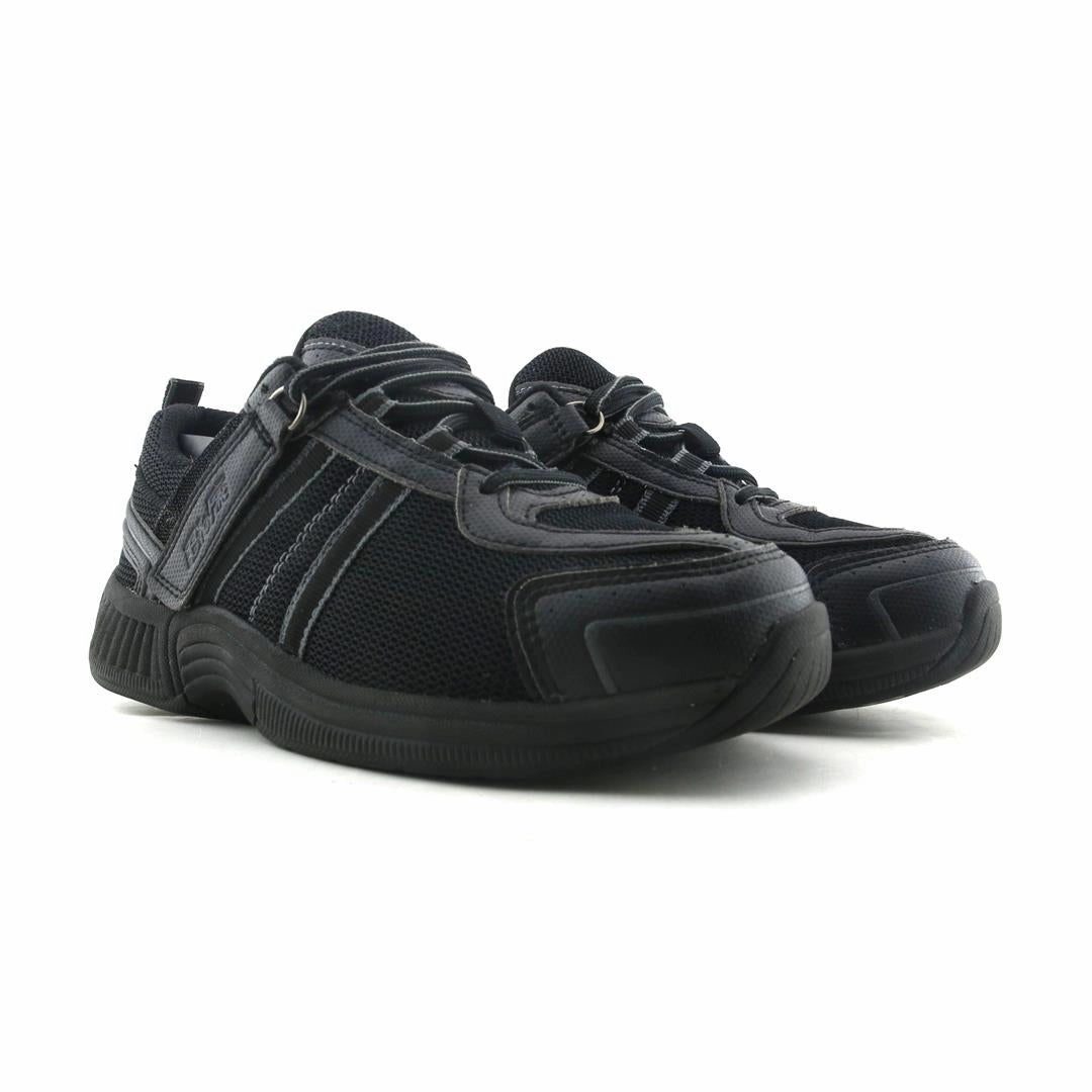 running in an obstacle course race green shoes Orthofeet Tahoe Tie-Less - Black