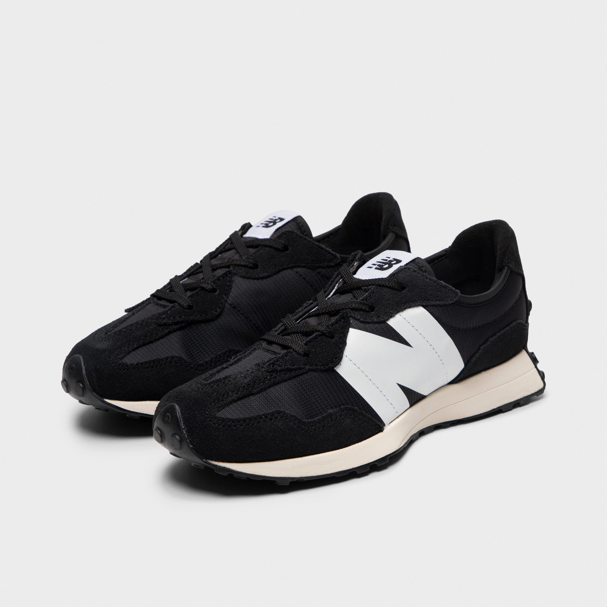 New Balance Juniors' 327 Black / White pre - workout preparation high - arch