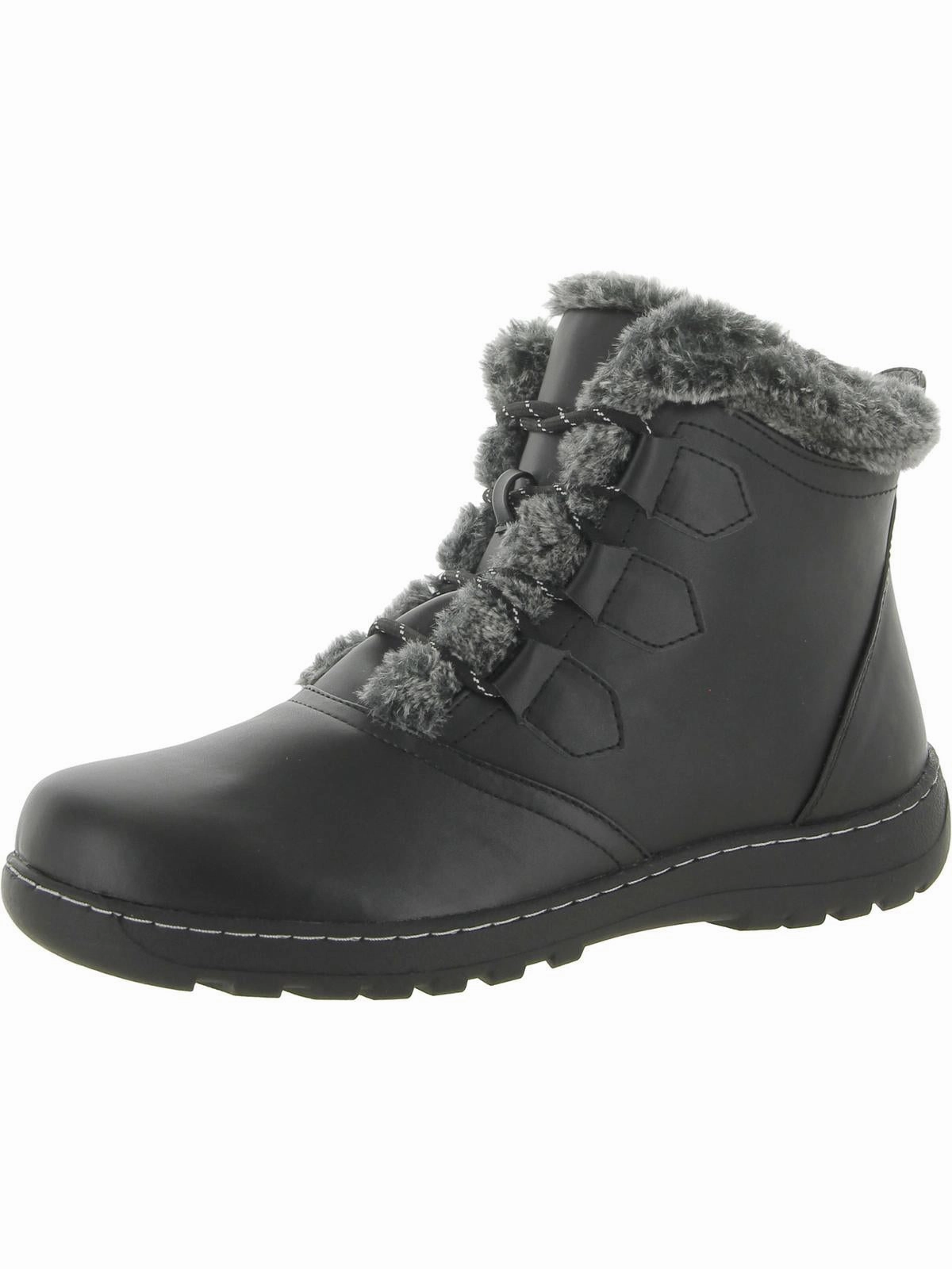 Breathable Work Commute Grippy Outsole Backcountry Camper AGNES Womens Faux Leather Faux Fur Lined Winter & Snow Boots