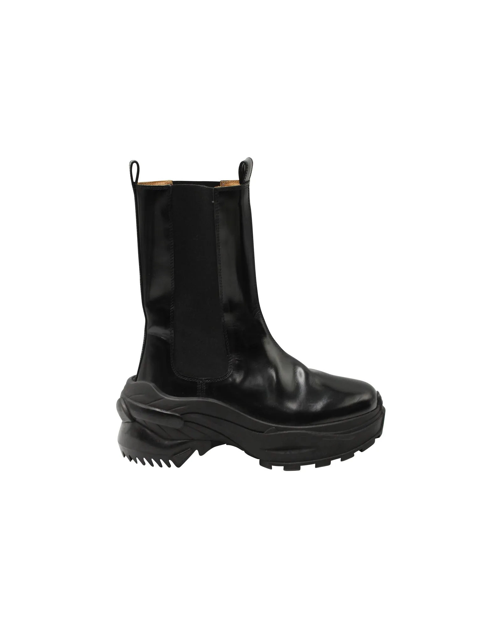 Maison Margiela Retro Fit Combat Boots in Black Leather EasyToClean