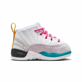 Air Jordan 12 Retro "White Vapor Green" Toddler Shoes Lightweight Support