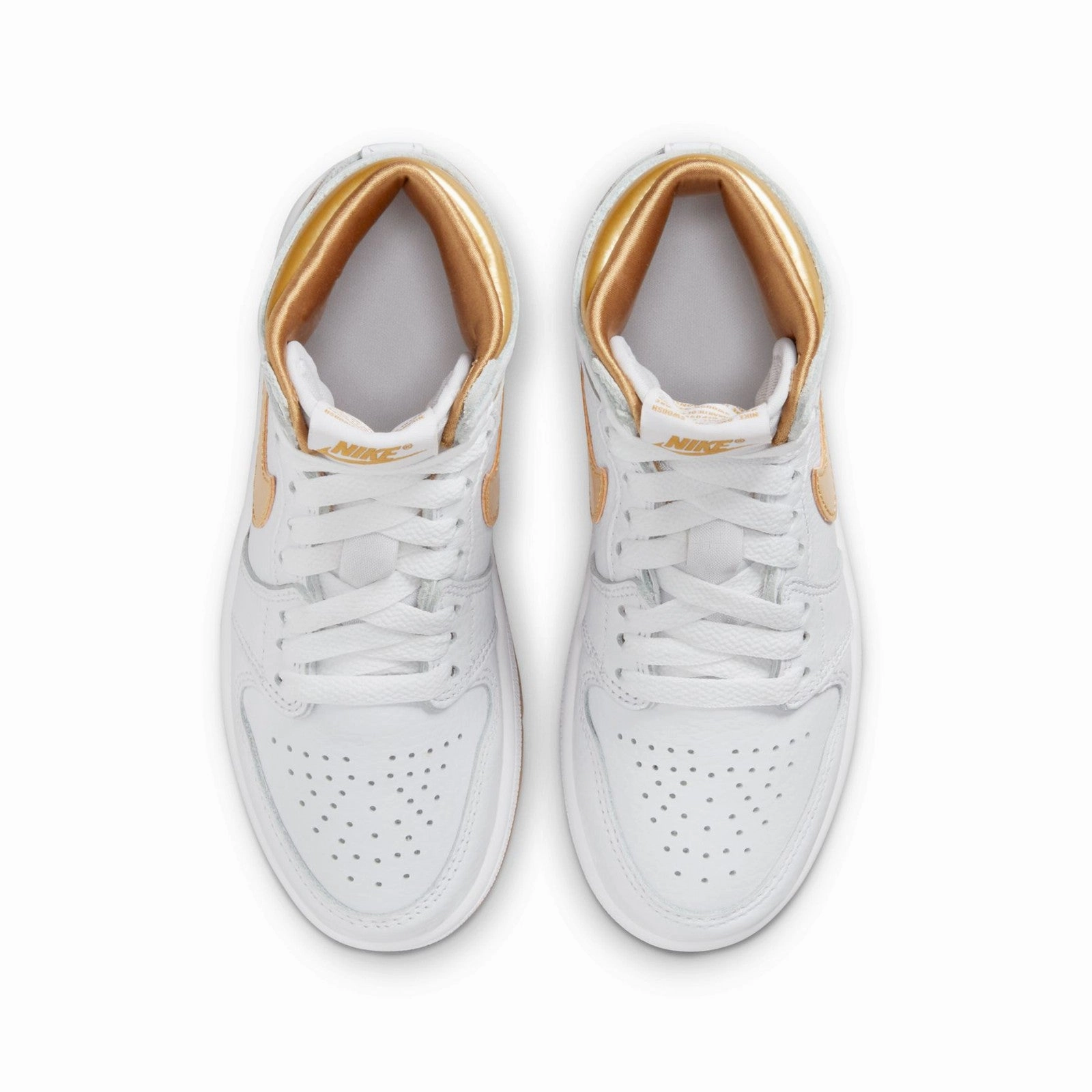 Air Jordan 1 Retro High OG "Metallic Gold" Pre-School Shoes FD2597-107 Recycled Rubber Fitness Footwear
