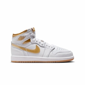 Air Jordan 1 Retro High OG "Metallic Gold" Pre-School Shoes FD2597-107 Multi Density Cushioning Fit Lifestyle