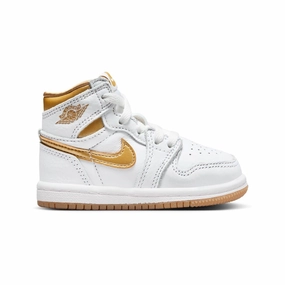 Air Jordan 1 Retro High OG "Metallic Gold" Toddler Shoes FD2598-107 Heat Sealed Overlays