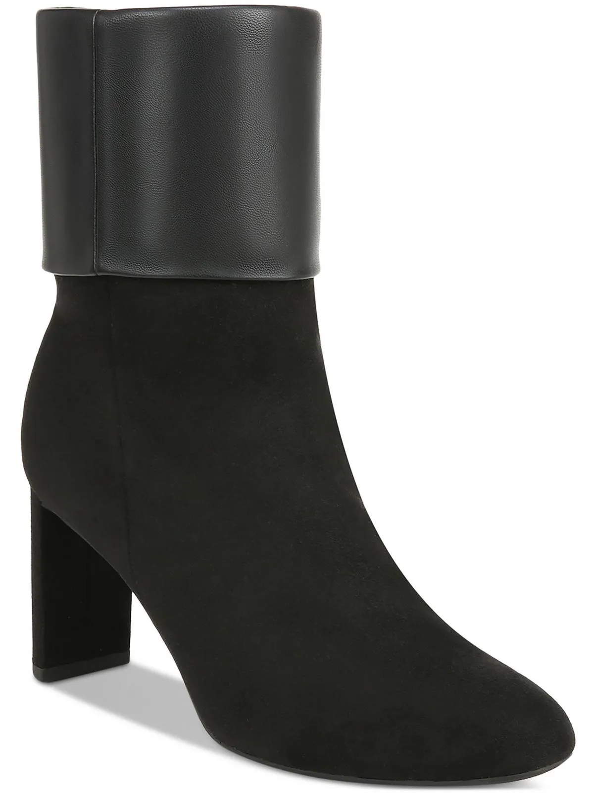Ajojof Womens Faux Suede Mixed Media Booties Zip Closure