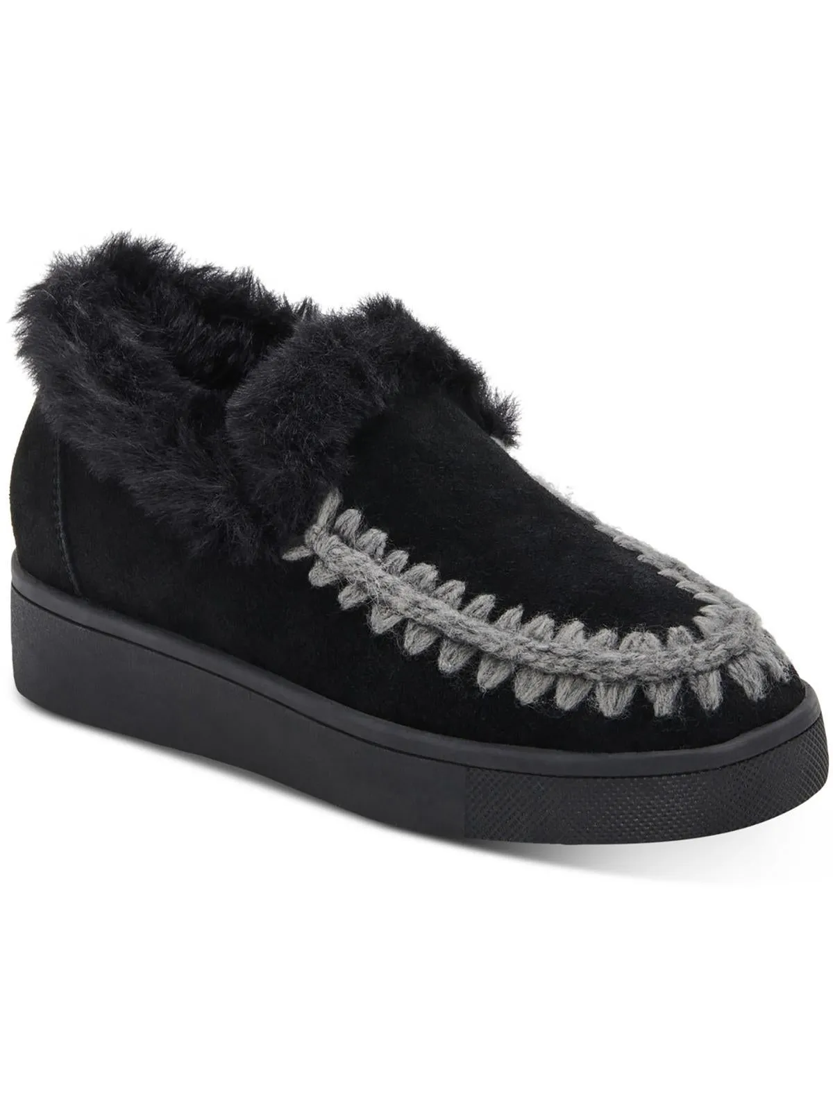 Rough Ground Albina Womens Cow Suede Faux Fur Shooties
