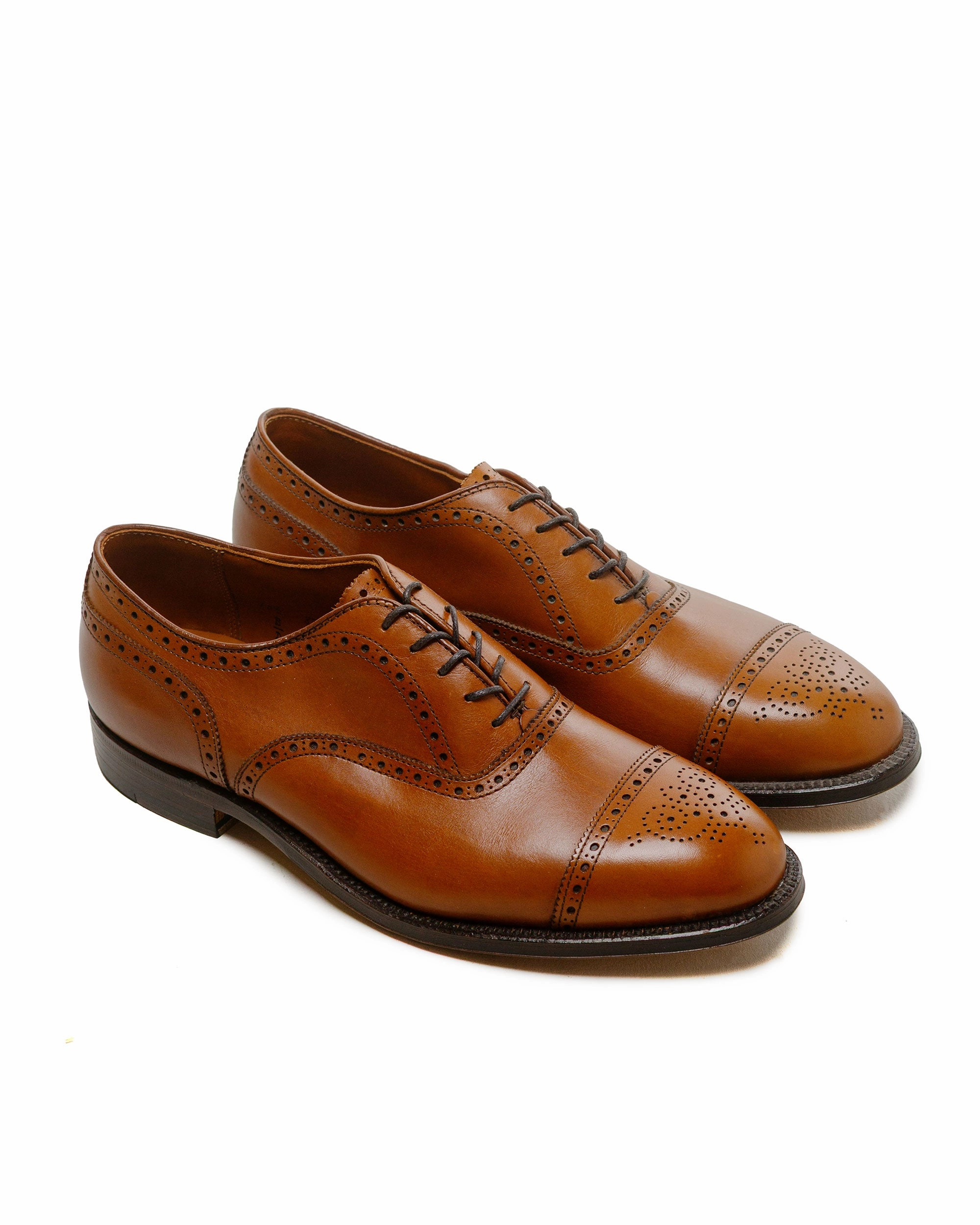 School Style Alden Medallion Perf Tip Bal Oxford Burnished Tan Calfskin 911