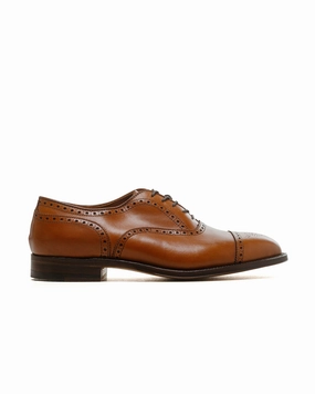 material Alden Medallion Perf Tip Bal Oxford Burnished Tan Calfskin 911