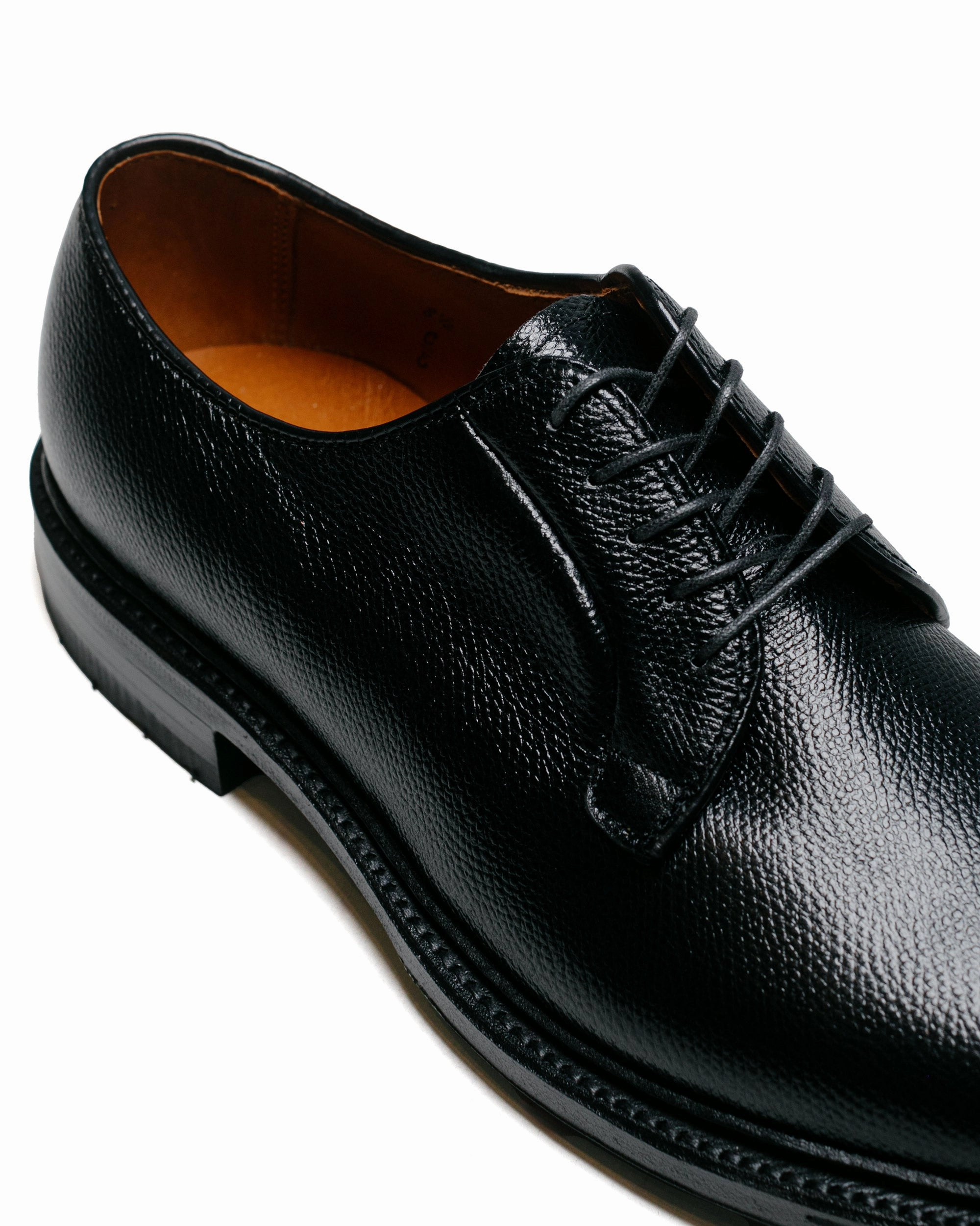 Short Trip Soft Alden Plain Toe Blucher Black Alpine Grain with Commando Sole 95270C