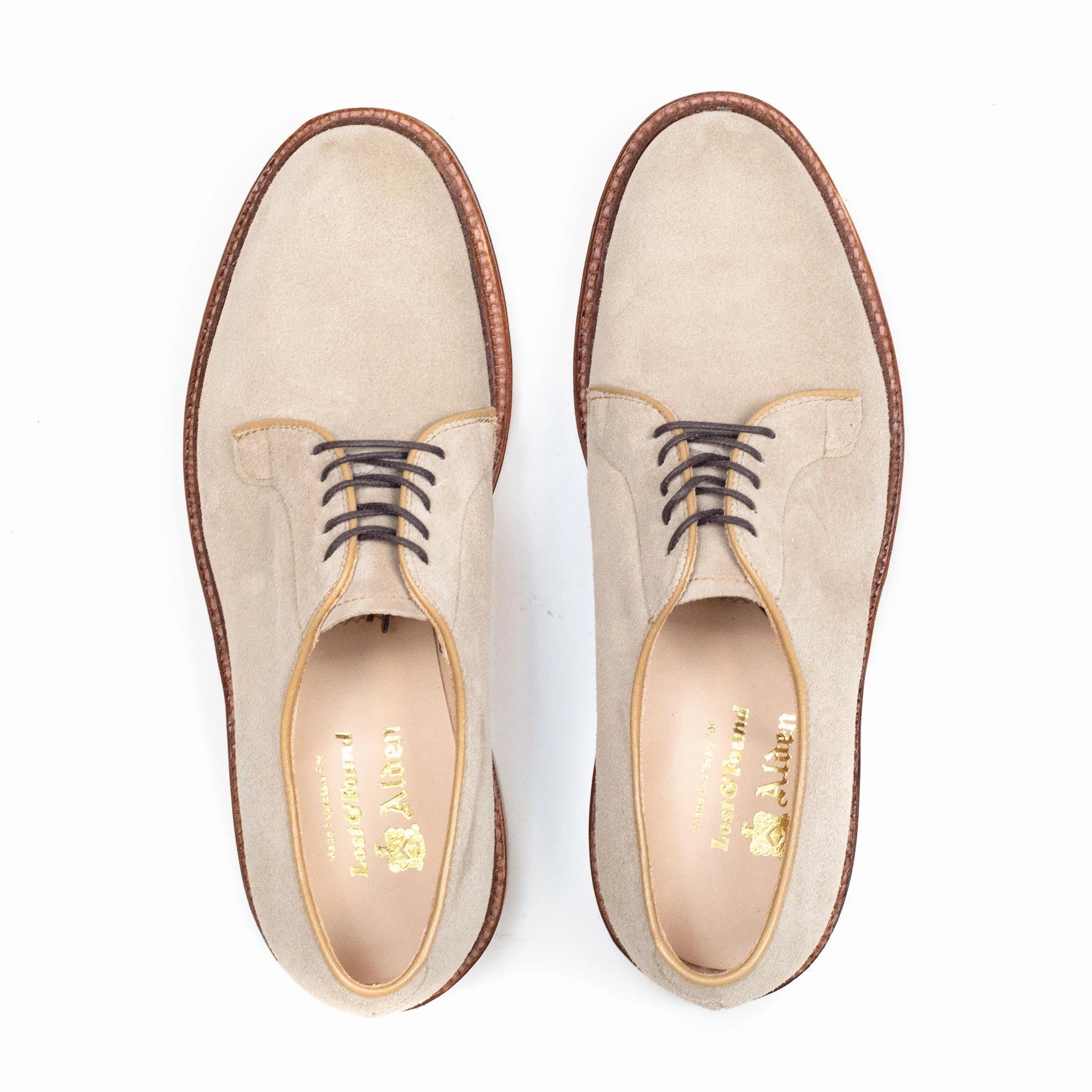 Alden Plain Toe Blucher Milkshake Suede Ring Walk