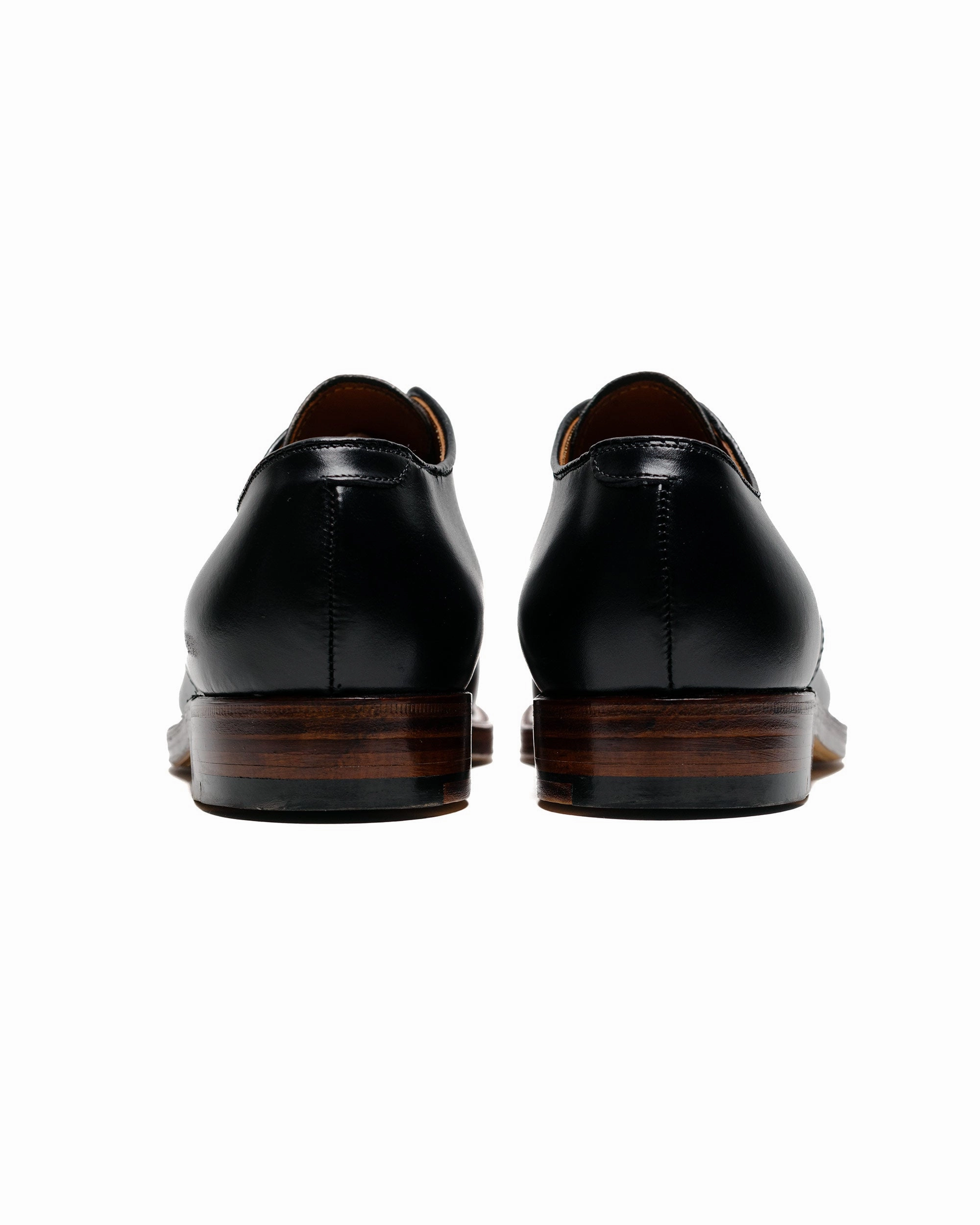 Shiny Tone Alden V Tip Blucher Black Calfskin/Black Regina Grain G2603