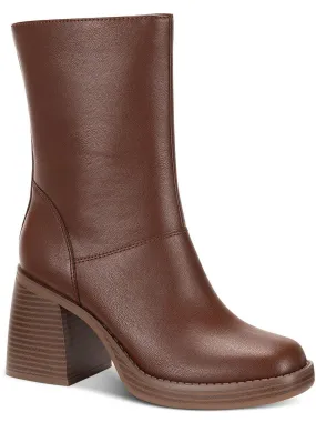 Aleenn Womens Stacked Round Toe Mid-Calf Boots Rugged Built Hiking Trails Modern Lines