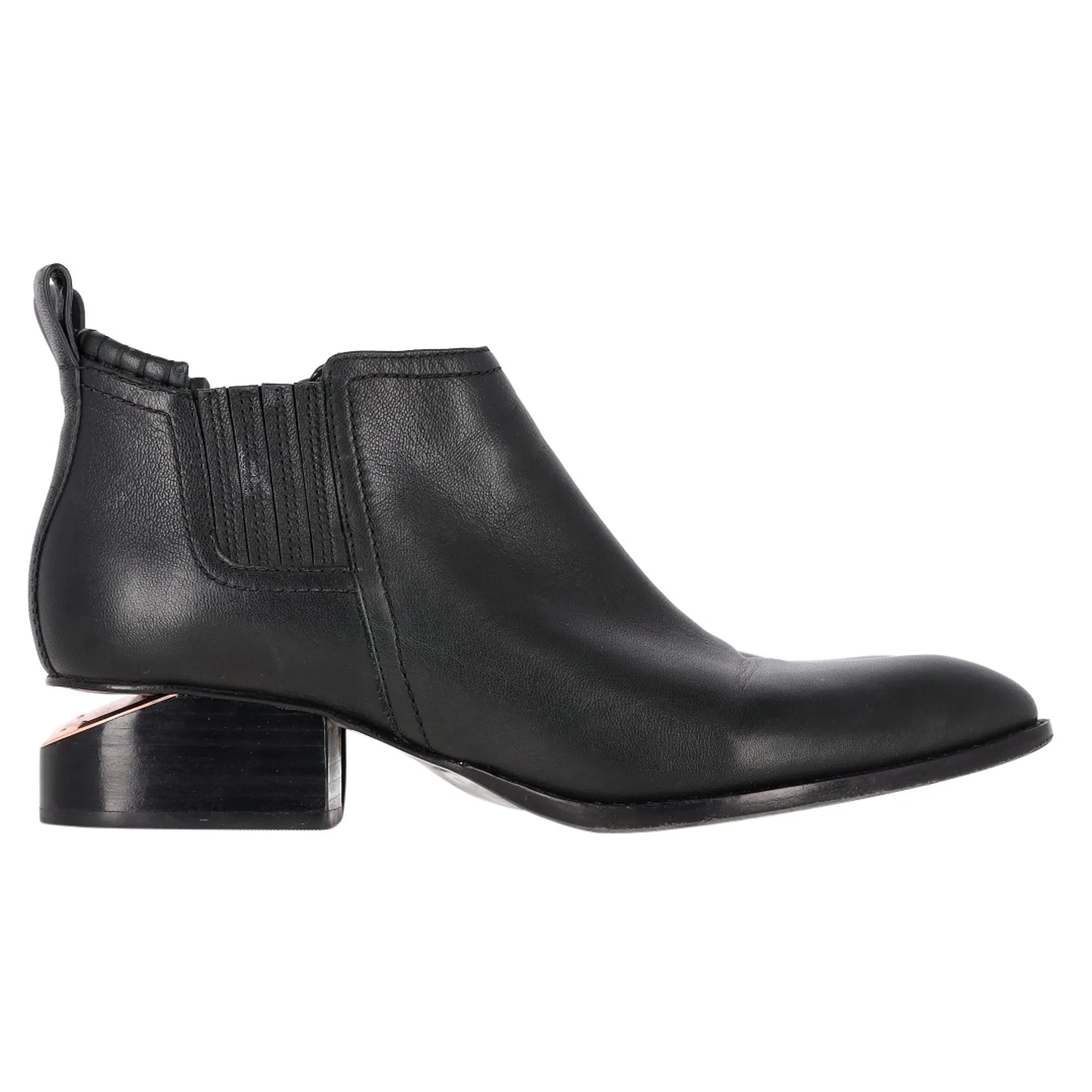 Arctic Cold Anti-Slip Function Alexander Wang Kori Cut-Out Ankle Boots in Black Calfskin Leather