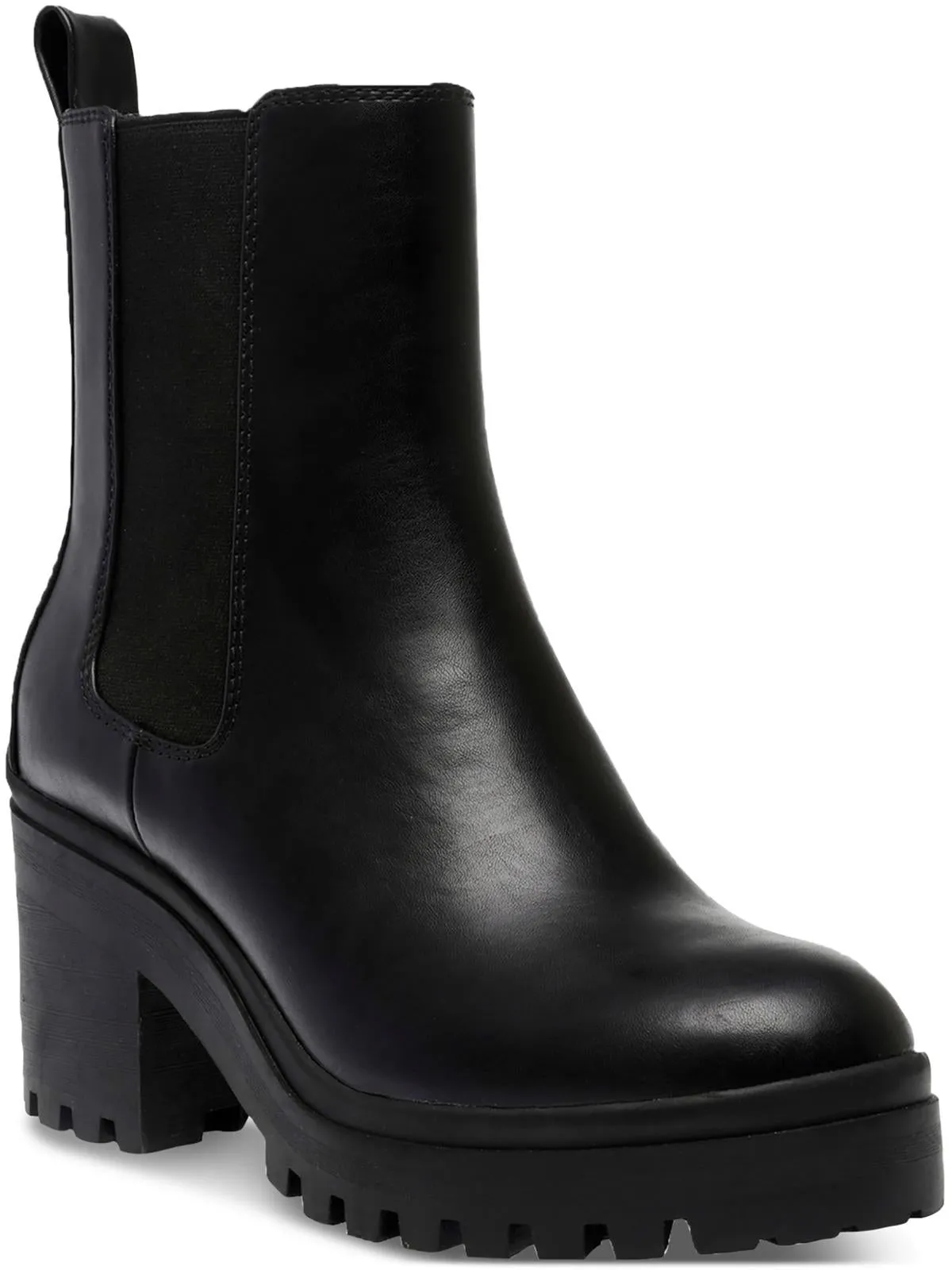 Brooklan Womens Faux Leather Lug Sole Chelsea Boots Easy Walk