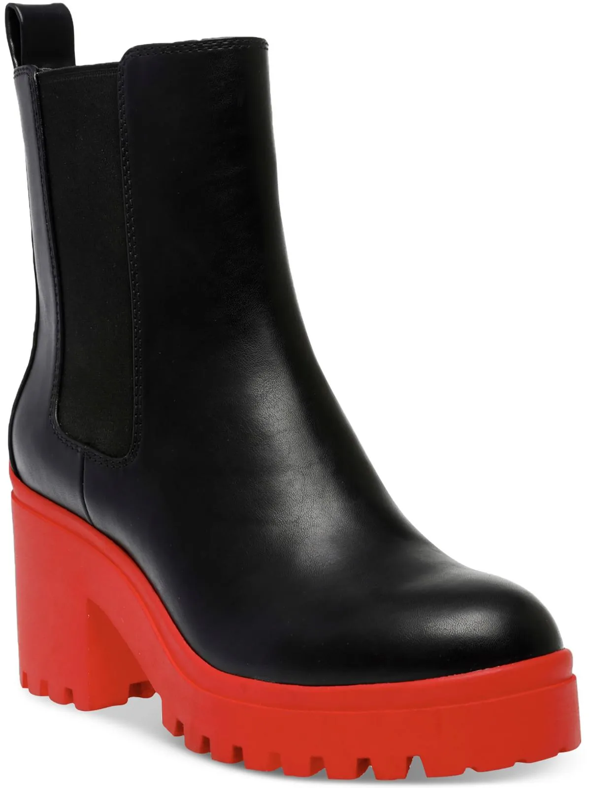 Brooklan Womens Faux Leather Lug Sole Chelsea Boots Resistant Layer Minimalist