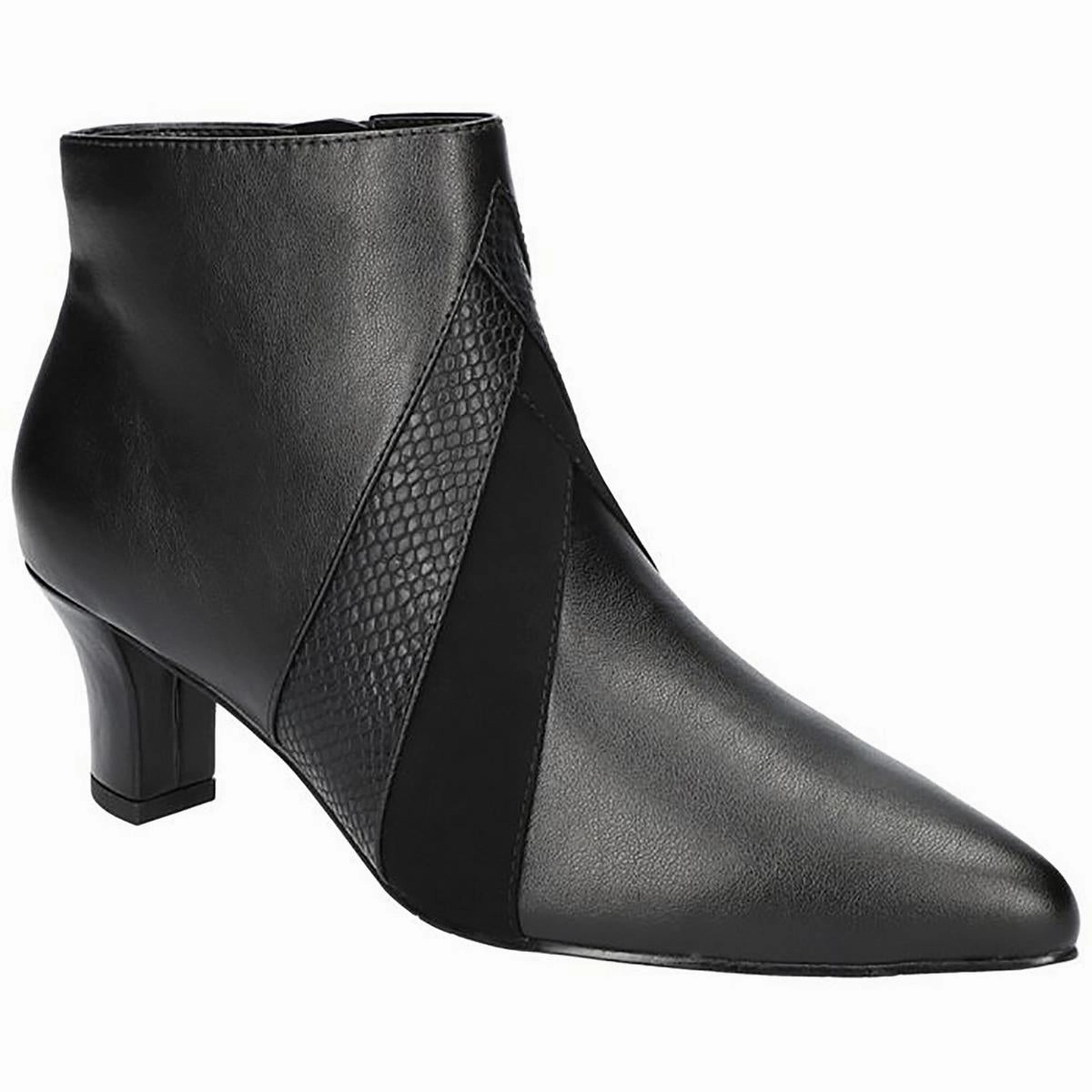 Elastic Band Womens Zipper Faux Leather Booties