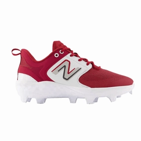 New Balance Men's Fresh Foam 3000 V6 Molded Baseball Cleats - Crimson with White - PL3000M6 racquetball player shoes
