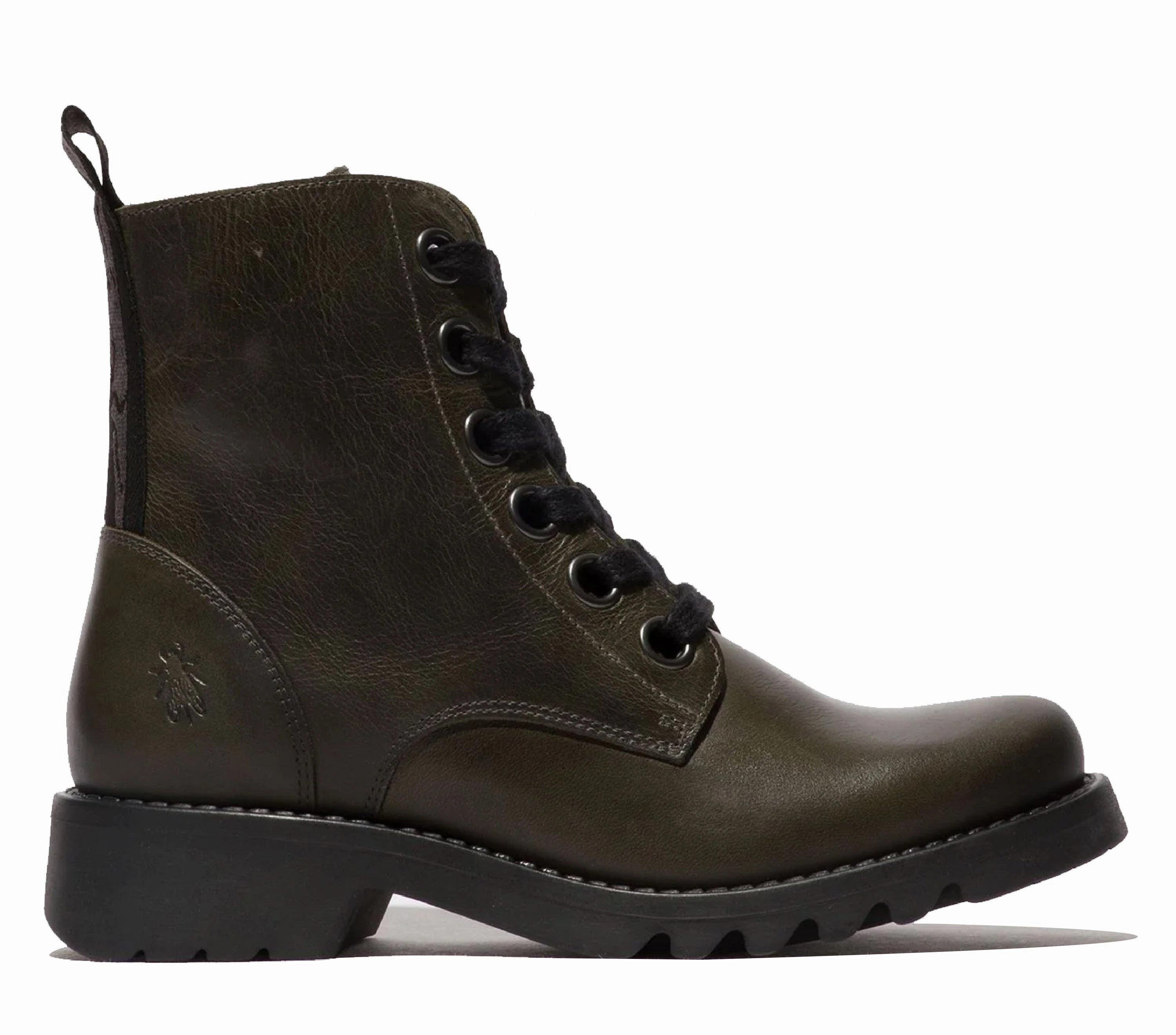 Protective Design Fly London Womens Green RAGI539 Casual Rug Leather Lace-up Ankle Boots