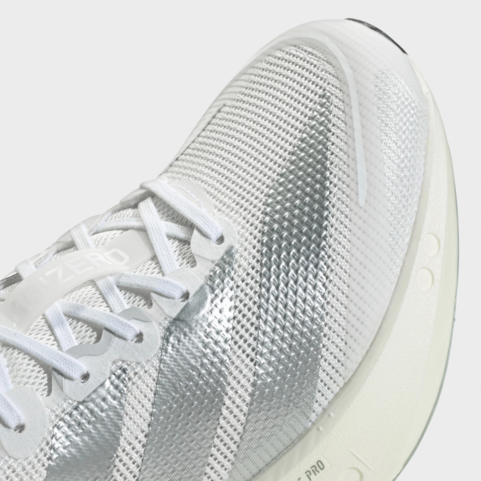 adidas Women's Adizero Boston 13 White / Matte Silver - Dash Grey Light Sole