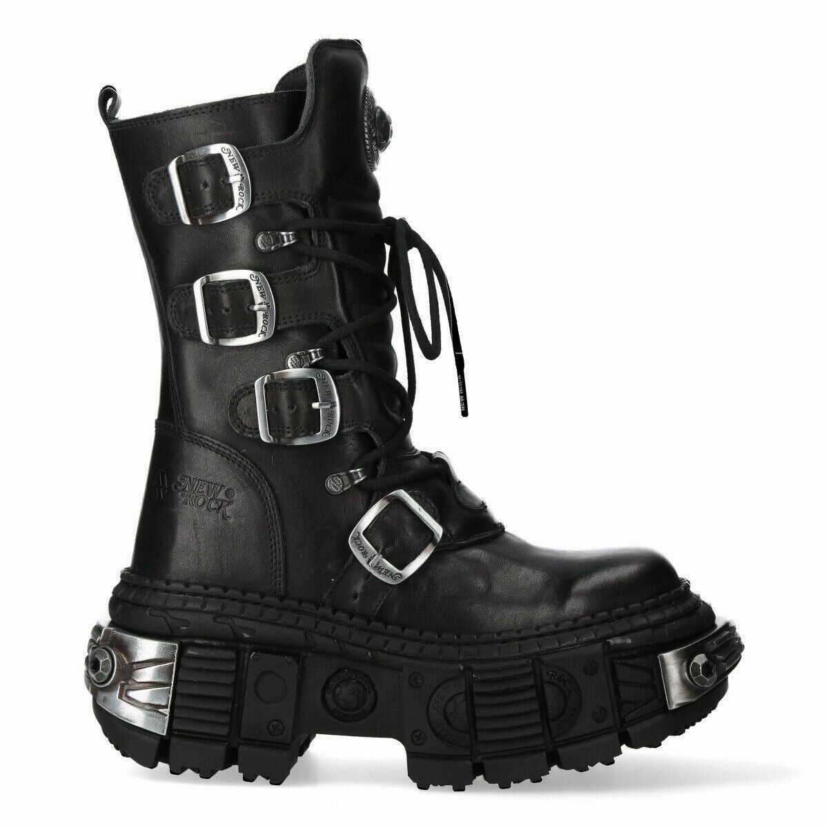 Heel Support Waterproof Work Commute New Rock Mid Calf Gothic Leather Boots-WALL1473-S3