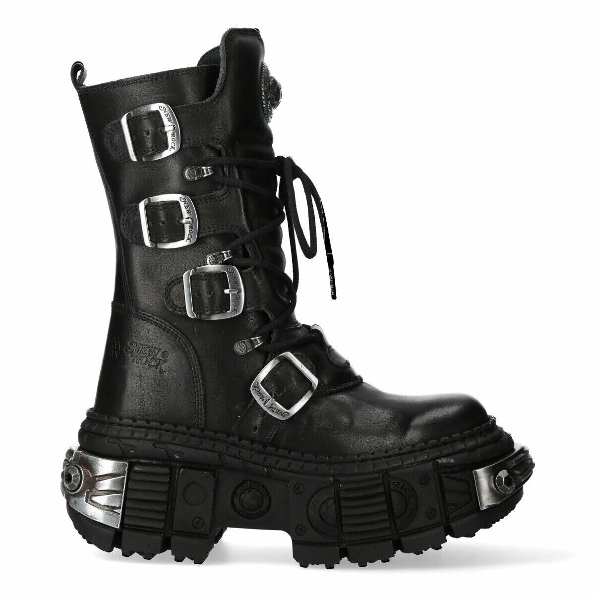 New Rock Mid Calf Gothic Leather Boots-WALL1473-S3 Everyday Pair Snow Activity