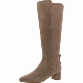 Go-To Block Boot 45 Womens Mixed Media Suede Knee-High Boots Lace   Up Closure Milan Shine