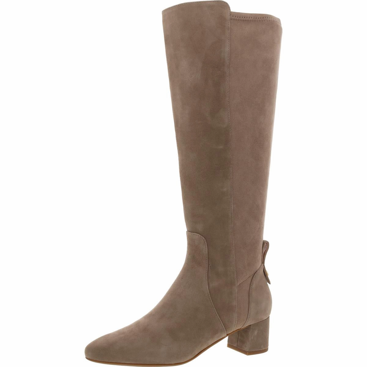 Go-To Block Boot 45 Womens Mixed Media Suede Knee-High Boots Lace   Up Closure Milan Shine