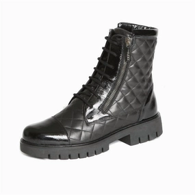 Women's Granger Quilted Leather Boot In Black Shock Absorbing Outdoor Trek