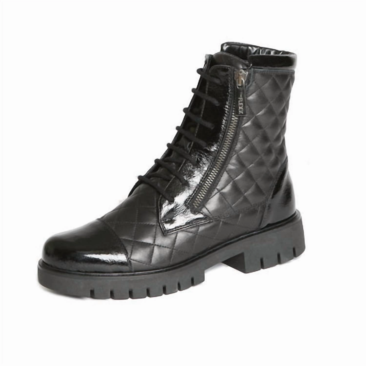 Women's Granger Quilted Leather Boot In Black Comfort Step