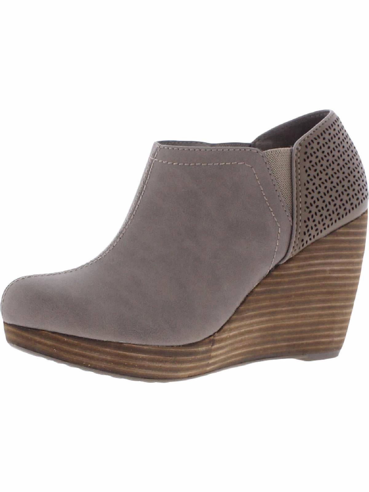 Harlow Womens Faux Leather Wedge Shooties Classic Touch