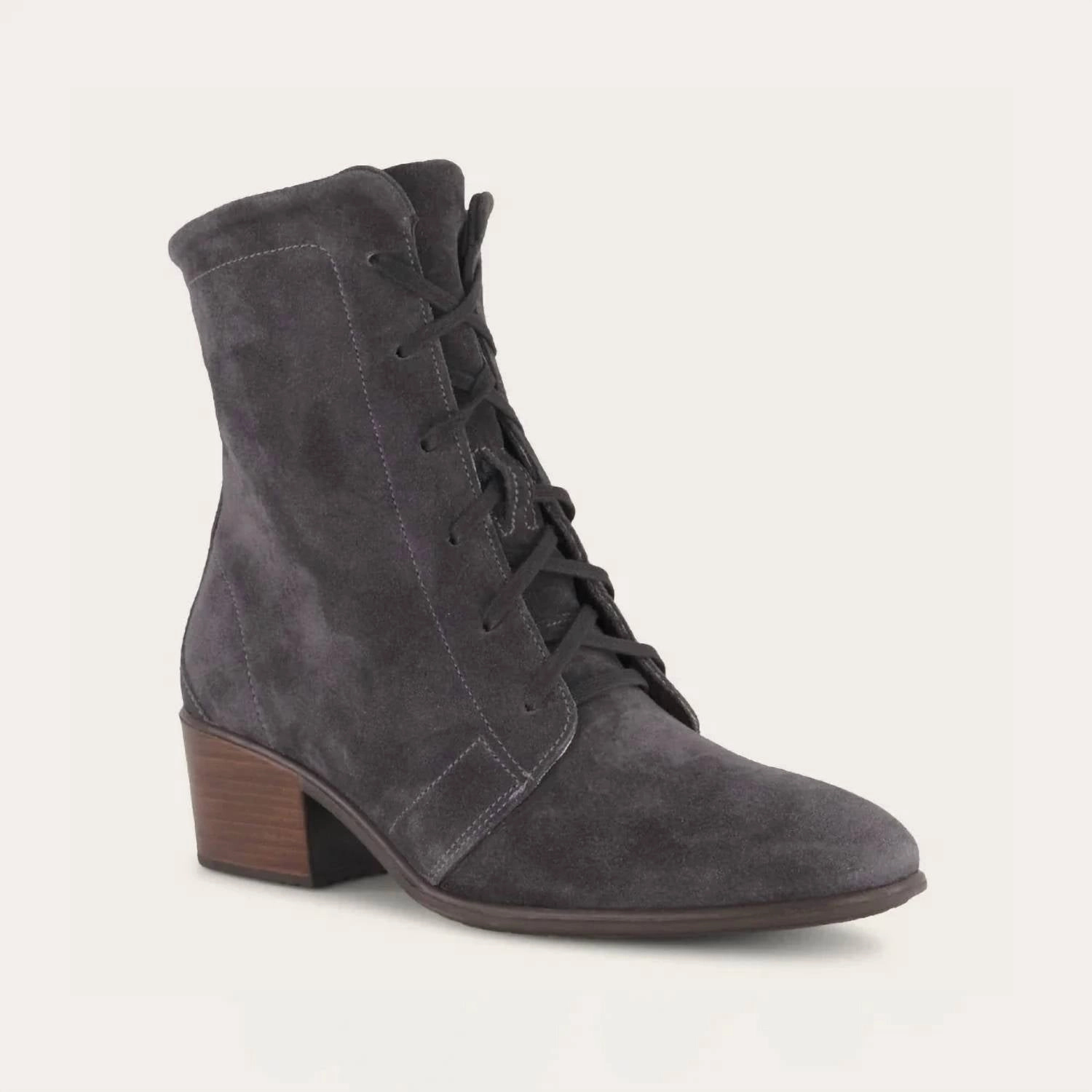 Eco Material Outdoor Trek Off Duty Women's Majesty Tie Boots - Medium In Charcoal Suede