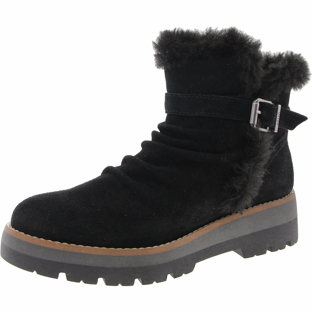 ETYARA Womens Faux Fur Lined Leather Shearling Boots Insulated Trail Exploration
