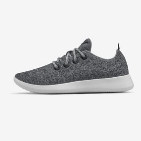Allbirds Wool Runners - Natural Grey (Light Grey Sole) running with sunglasses pre - race running