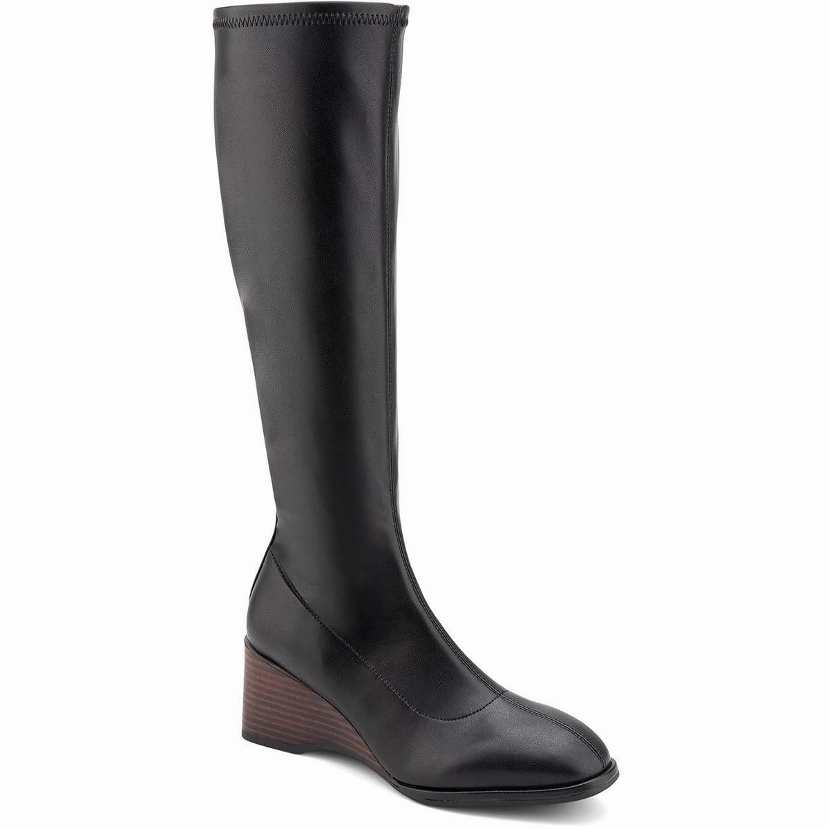 Modern Lines Angela Womens Zipper Faux Leather Knee-High Boots
