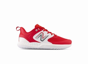 New Balance Men's Fresh Foam 3000 V6 Turf Baseball Shoes - Red with White - T3000TR6 travel - friendly running with a Velcro closure