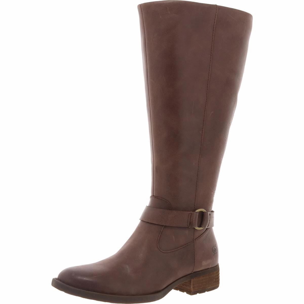 Womens Wide Calf Leather Knee-High Boots Eco Material Rough Trail Hiker