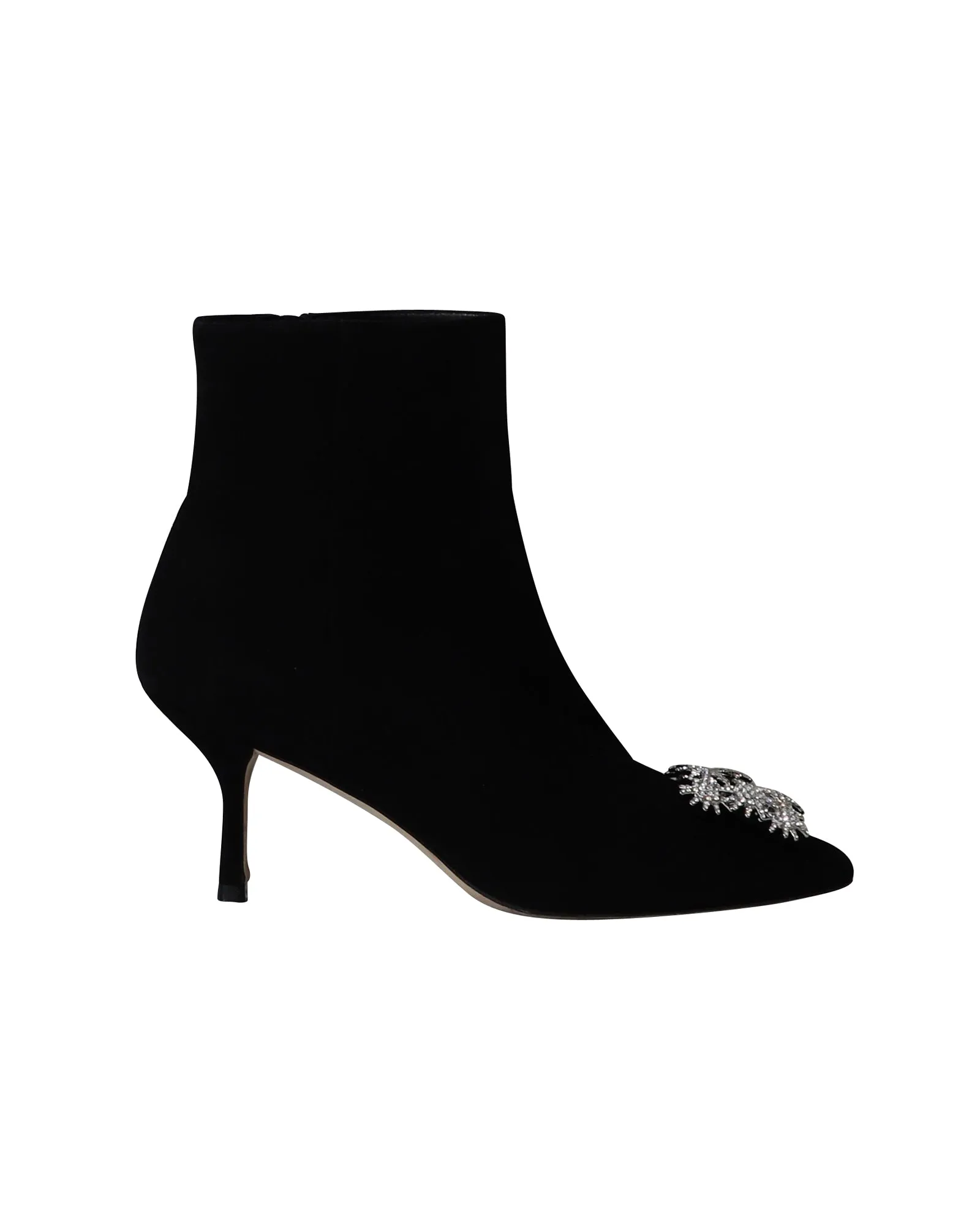 Stuart Weitzman Crystal Buckle Kera Ankle Boots in Black Suede Light Step Durable Shell Work Commute