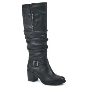 Workwear Style Flexible Comfort Desirable Womens Faux Leather Slouchy Knee-High Boots