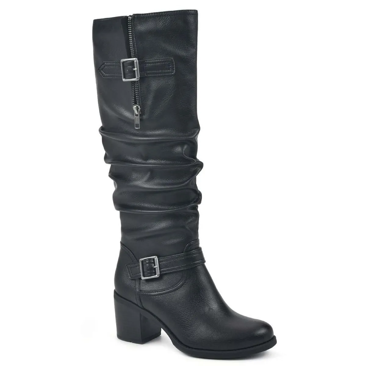 Workwear Style Flexible Comfort Desirable Womens Faux Leather Slouchy Knee-High Boots