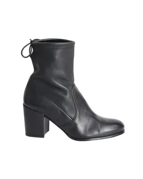 Stuart Weitzman Shorty Ankle Boots in Black Leather Flexible structure Athletic Edge
