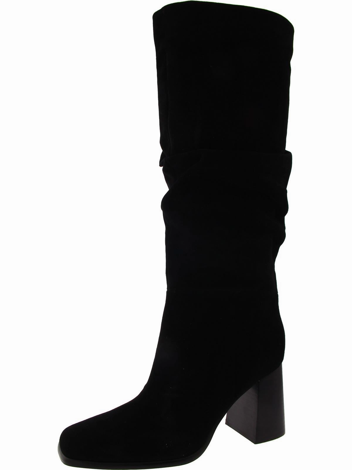 Comfort Buckles Horse Riding DOMAEY Womens Suede Block heel Knee-High Boots