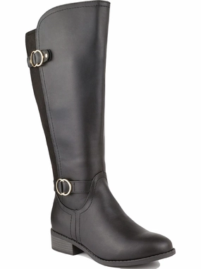 Leandraa Womens Faux Leather Wide Calf Knee-High Boots Universal Style