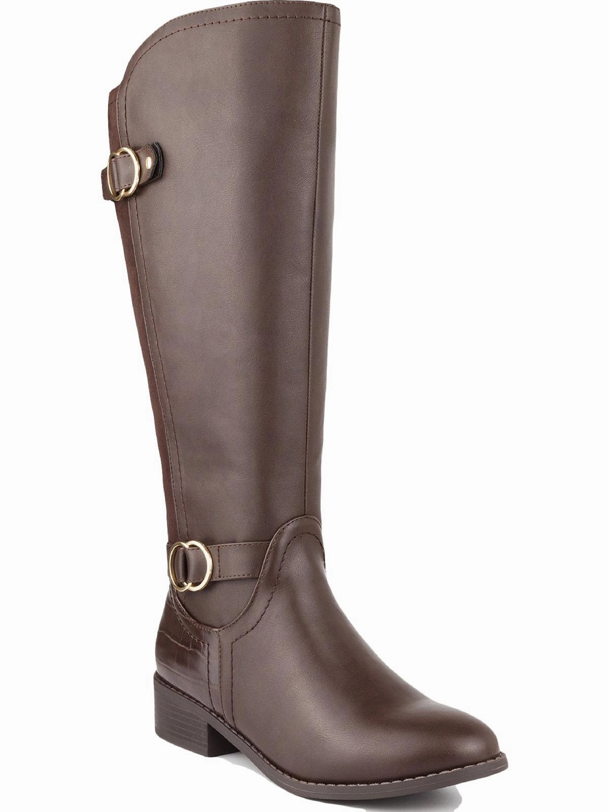Minimal Mood Leandraa Womens Faux Leather Wide Calf Knee-High Boots