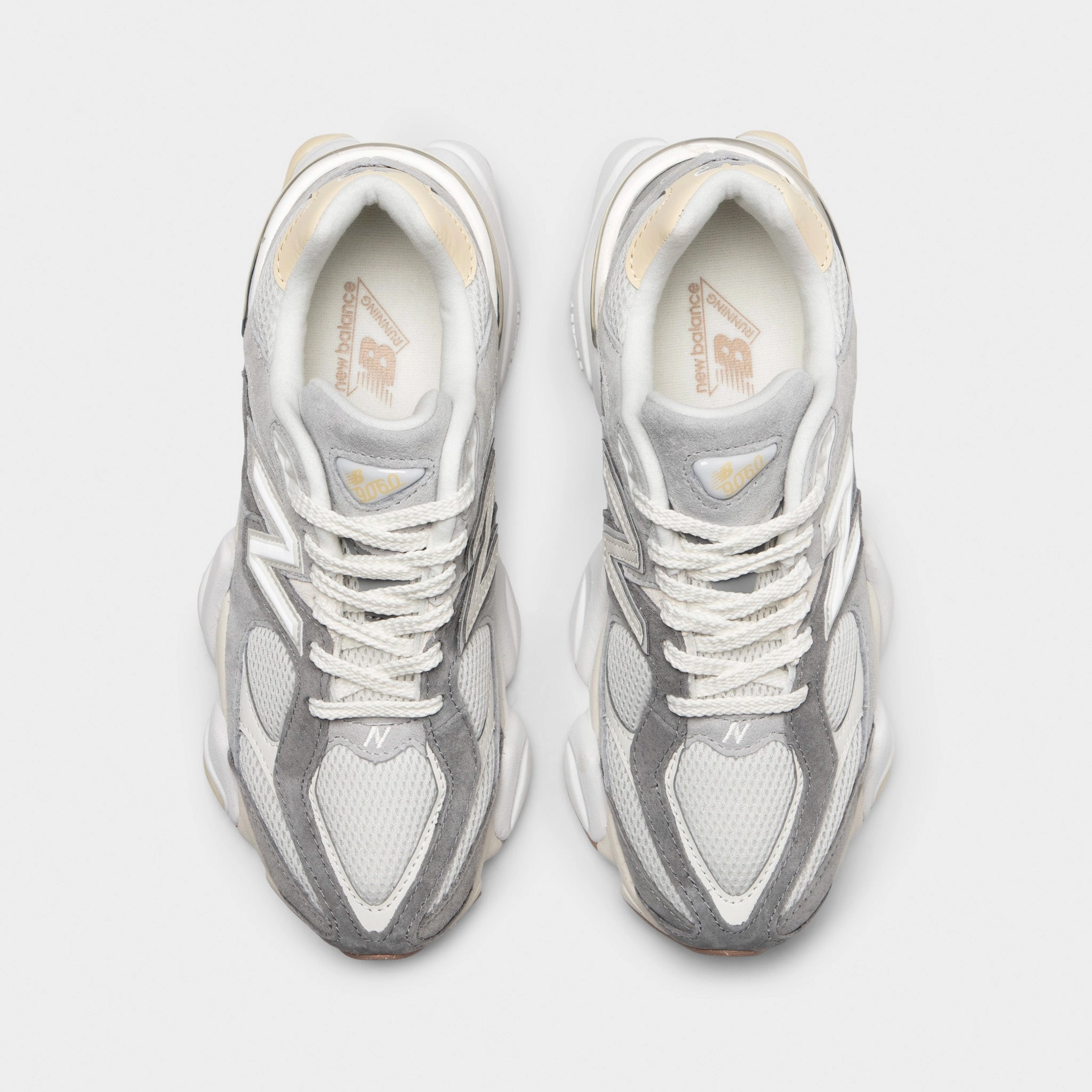 New Balance 9060 Slate Grey / Calcium running in a suburban area shoes proprioception - enhancing shoes